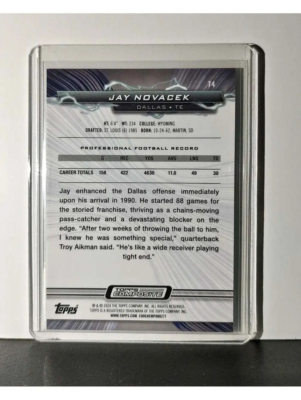Jay Novacek 2023 Topps Resurgence NFL #74 Card Dallas Cowboys